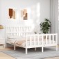 vidaXL Massivholzbett mit Kopfteil Weiß 140x190 cm vidaXL Massivholzbett mit Kopfteil Weiß 140x190 cm