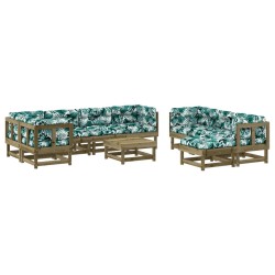 vidaXL 10-tlg. Garten-Lounge-Set mit Kissen Kiefernholz Imprägniert