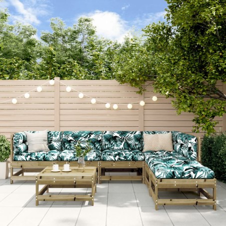 vidaXL 7-tlg. Garten-Lounge-Set mit Kissen Imprägniertes Kiefernholz