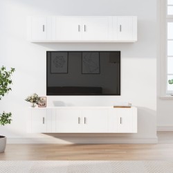 vidaXL 6-tlg. TV-Schrank-Set Hochglanz-Weiß Holzwerkstoff