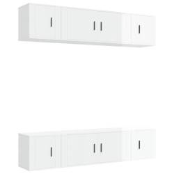 vidaXL 6-tlg. TV-Schrank-Set Hochglanz-Weiß Holzwerkstoff