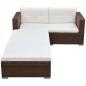 3-tlg. Garten-Lounge-Set mit Auflagen Poly Rattan Braun 3-tlg. Garten-Lounge-Set mit Auflagen Poly Rattan Braun