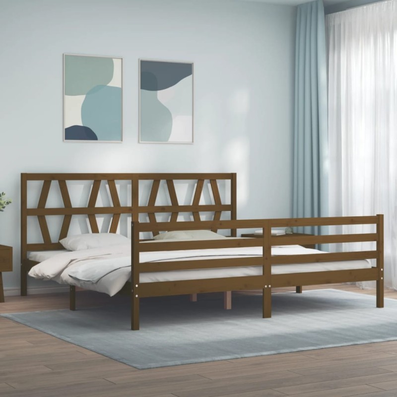 vidaXL Massivholzbett mit Kopfteil Honigbraun vidaXL Massivholzbett mit Kopfteil Honigbraun