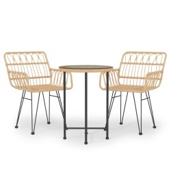 vidaXL 3-tlg. Garten-Essgruppe Poly Rattan