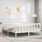 vidaXL Massivholzbett mit Kopfteil Weiß 160x200 cm vidaXL Massivholzbett mit Kopfteil Weiß 160x200 cm