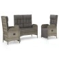 vidaXL 3-tlg. Garten-Essgruppe mit Kissen Grau Poly Rattan vidaXL 3-tlg. Garten-Essgruppe mit Kissen Grau Poly Rattan