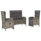 vidaXL 3-tlg. Garten-Essgruppe mit Kissen Grau Poly Rattan vidaXL 3-tlg. Garten-Essgruppe mit Kissen Grau Poly Rattan
