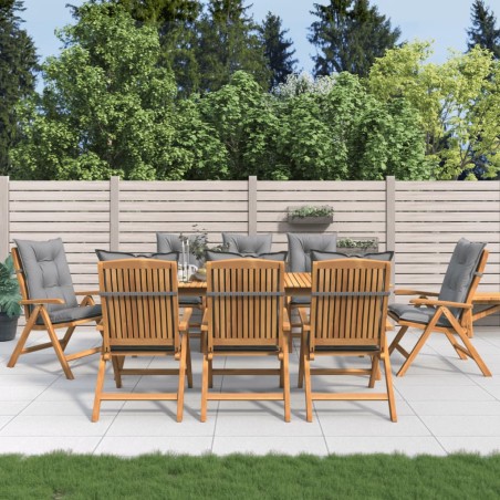 vidaXL Gartenstühle mit Auflagen 8 Stk. Massivholz Teak