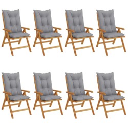 vidaXL Gartenstühle mit Auflagen 8 Stk. Massivholz Teak