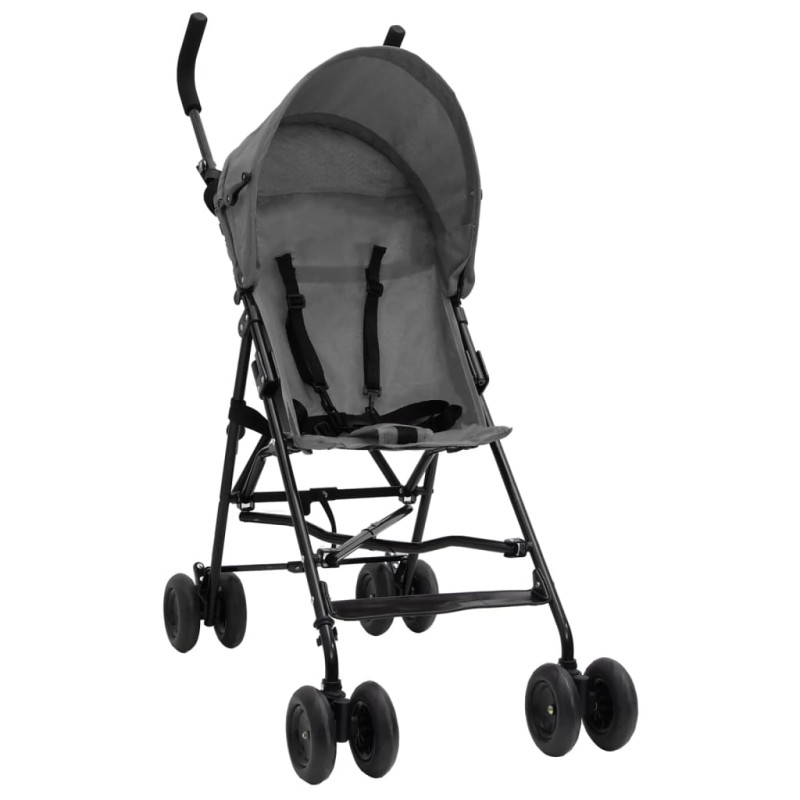 Kinderwagen Hellgrau und Schwarz Stahl Kinderwagen Hellgrau und Schwarz Stahl