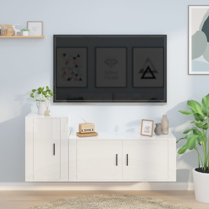 vidaXL 2-tlg. TV-Schrank-Set Hochglanz-Weiß Holzwerkstoff vidaXL 2-tlg. TV-Schrank-Set Hochglanz-Weiß Holzwerkstoff
