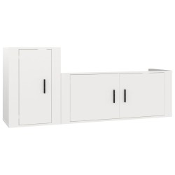 vidaXL 2-tlg. TV-Schrank-Set Hochglanz-Weiß Holzwerkstoff