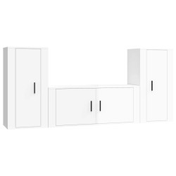 vidaXL 3-tlg. TV-Schrank-Set Hochglanz-Weiß Holzwerkstoff