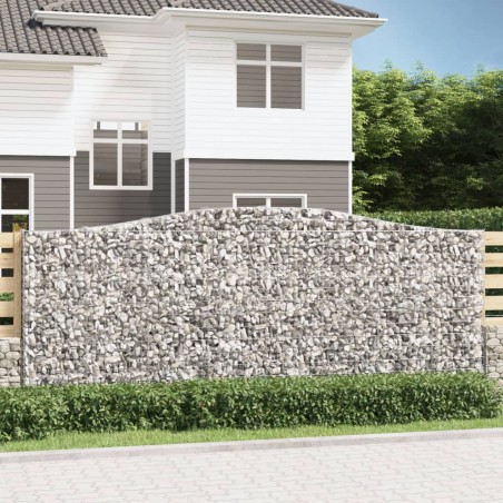 vidaXL Gabionen mit Hochbogen 7 Stk. 400x30x160/180cm Verzinktes Eisen