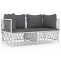vidaXL 2-tlg. Garten-Lounge-Set mit Kissen Weiß Stahl