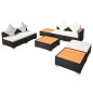 8-tlg. Garten-Lounge-Set mit Auflagen Poly Rattan Schwarz 8-tlg. Garten-Lounge-Set mit Auflagen Poly Rattan Schwarz