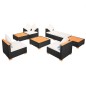 8-tlg. Garten-Lounge-Set mit Auflagen Poly Rattan Schwarz 8-tlg. Garten-Lounge-Set mit Auflagen Poly Rattan Schwarz