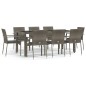 vidaXL 9-tlg. Garten-Essgruppe mit Kissen Grau Poly Rattan vidaXL 9-tlg. Garten-Essgruppe mit Kissen Grau Poly Rattan