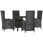 vidaXL 5-tlg. Garten-Essgruppe mit Kissen Schwarz Poly Rattan vidaXL 5-tlg. Garten-Essgruppe mit Kissen Schwarz Poly Rattan