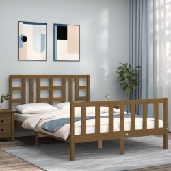 vidaXL Massivholzbett mit Kopfteil Honigbraun 160x200 cm