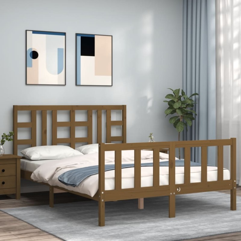 vidaXL Massivholzbett mit Kopfteil Honigbraun 160x200 cm vidaXL Massivholzbett mit Kopfteil Honigbraun 160x200 cm