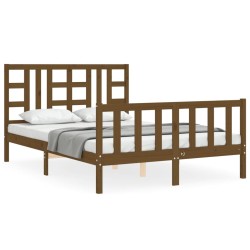 vidaXL Massivholzbett mit Kopfteil Honigbraun 160x200 cm