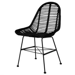 vidaXL Esszimmerstühle 6 Stk. Schwarz Natur Rattan 