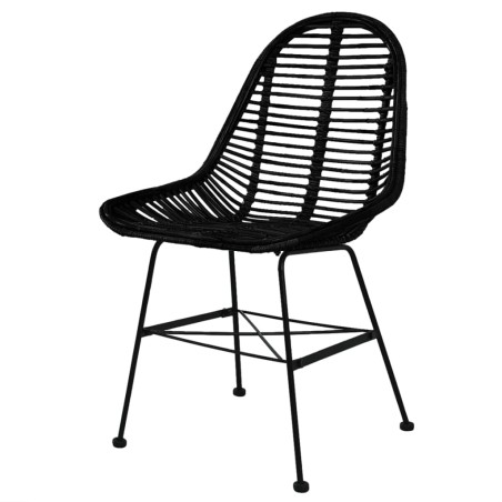 vidaXL Esszimmerstühle 6 Stk. Schwarz Natur Rattan 