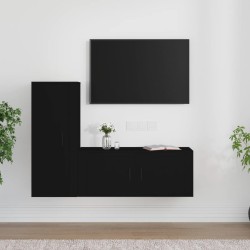 vidaXL 2-tlg. TV-Schrank-Set Schwarz Holzwerkstoff