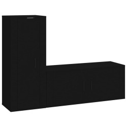 vidaXL 2-tlg. TV-Schrank-Set Schwarz Holzwerkstoff