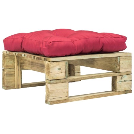vidaXL Outdoor-Ottomane Paletten mit Kissen in Rot Holz Grün