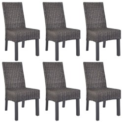 vidaXL Esszimmerstühle 6 Stk. Braun Kubu Rattan und Mangoholz 