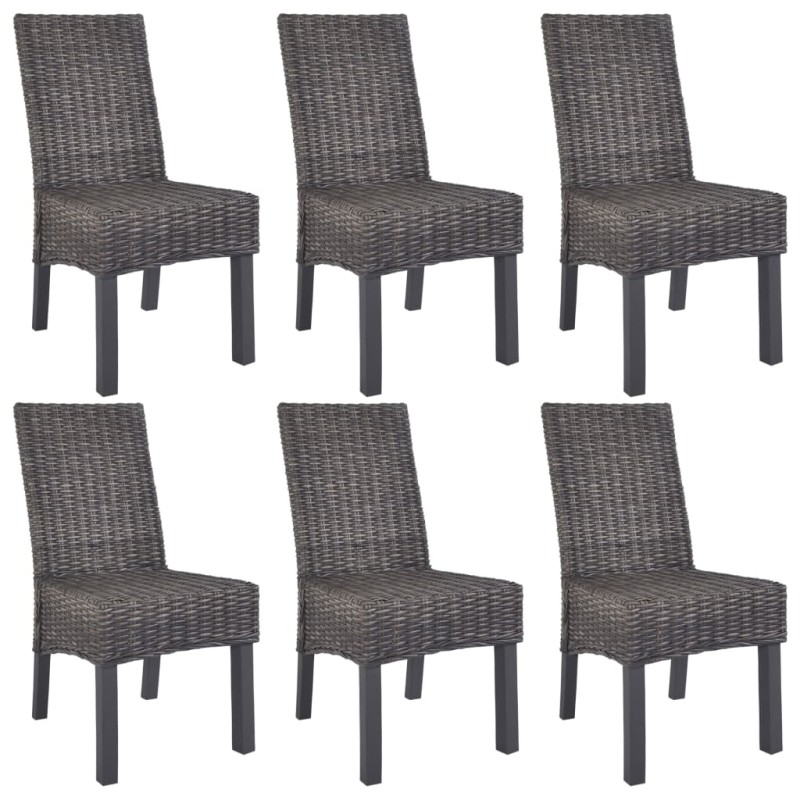 vidaXL Esszimmerstühle 6 Stk. Braun Kubu Rattan und Mangoholz vidaXL Esszimmerstühle 6 Stk. Braun Kubu Rattan und Mangoholz