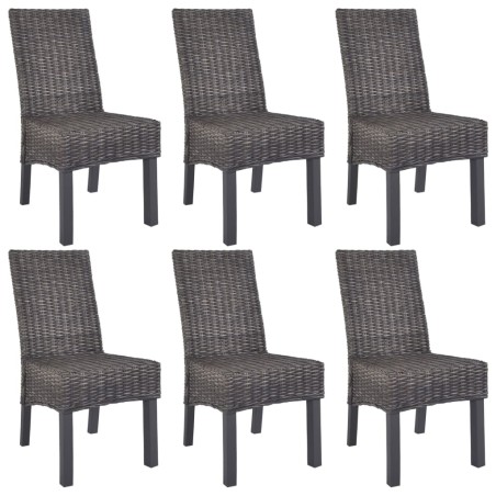 vidaXL Esszimmerstühle 6 Stk. Braun Kubu Rattan und Mangoholz 