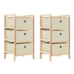 vidaXL Aufbewahrungsregale mit 3 Stoffkörben 2 Stk. Beige Zedernholz 