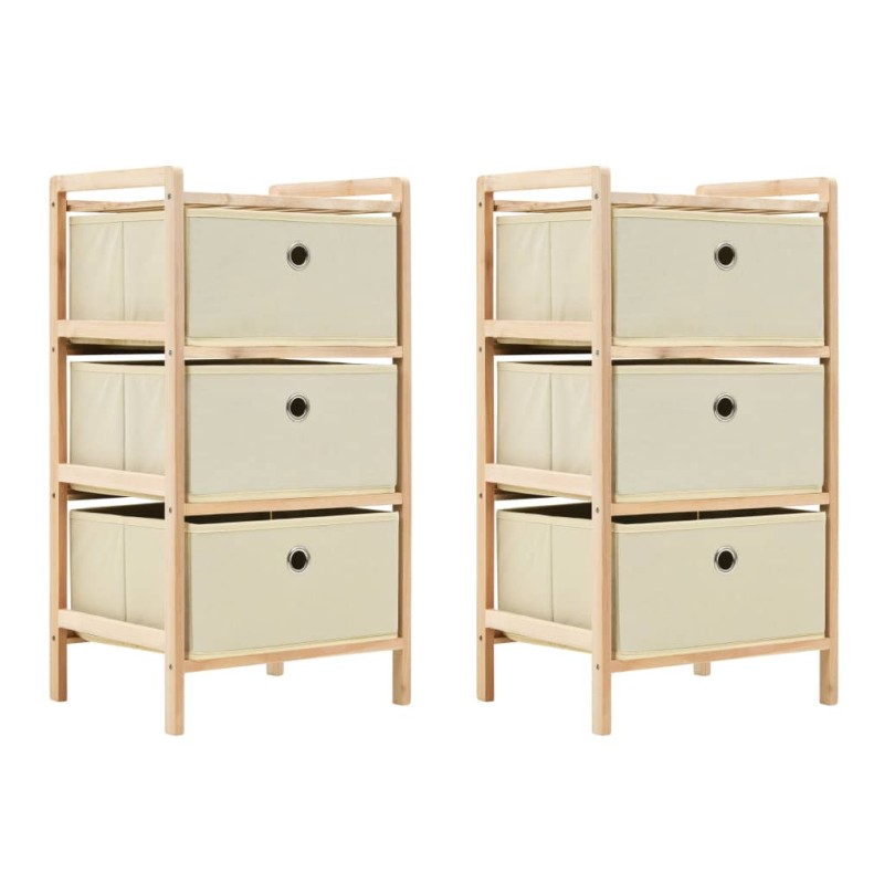 vidaXL Aufbewahrungsregale mit 3 Stoffkörben 2 Stk. Beige Zedernholz vidaXL Aufbewahrungsregale mit 3 Stoffkörben 2 Stk. Beige Zedernholz
