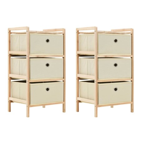 vidaXL Aufbewahrungsregale mit 3 Stoffkörben 2 Stk. Beige Zedernholz 