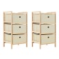 vidaXL Aufbewahrungsregale mit 3 Stoffkörben 2 Stk. Beige Zedernholz vidaXL Aufbewahrungsregale mit 3 Stoffkörben 2 Stk. Beige Zedernholz