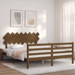 vidaXL Massivholzbett mit Kopfteil Honigbraun 160x200 cm