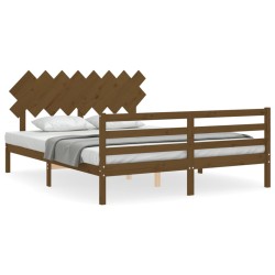 vidaXL Massivholzbett mit Kopfteil Honigbraun 160x200 cm