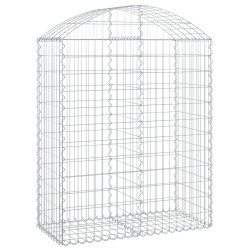 vidaXL Gabione mit Hochbogen 100x50x120/140 cm Verzinktes Eisen