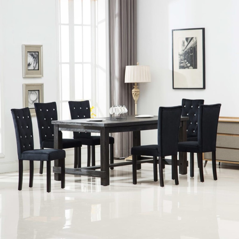 vidaXL Esszimmerstühle 6 Stk. Schwarz Samt vidaXL Esszimmerstühle 6 Stk. Schwarz Samt