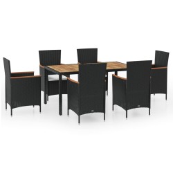 7-tlg. Garten-Essgruppe mit Auflagen Poly Rattan