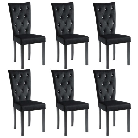  vidaXL Esszimmerstühle 6 Stk. Schwarz Samt