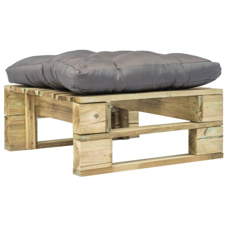 vidaXL Outdoor-Ottomane Paletten mit Kissen in Grau Holz Grün