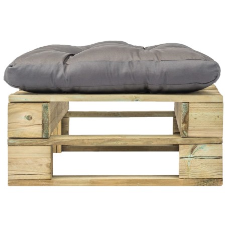 vidaXL Outdoor-Ottomane Paletten mit Kissen in Grau Holz Grün