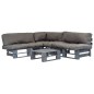 vidaXL 4-tlg. Outdoor-Lounge-Set Paletten mit Kissen in Grau Holz vidaXL 4-tlg. Outdoor-Lounge-Set Paletten mit Kissen in Grau Holz