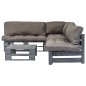 vidaXL 4-tlg. Outdoor-Lounge-Set Paletten mit Kissen in Grau Holz vidaXL 4-tlg. Outdoor-Lounge-Set Paletten mit Kissen in Grau Holz