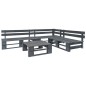 vidaXL 4-tlg. Outdoor-Lounge-Set Paletten mit Kissen in Grau Holz vidaXL 4-tlg. Outdoor-Lounge-Set Paletten mit Kissen in Grau Holz