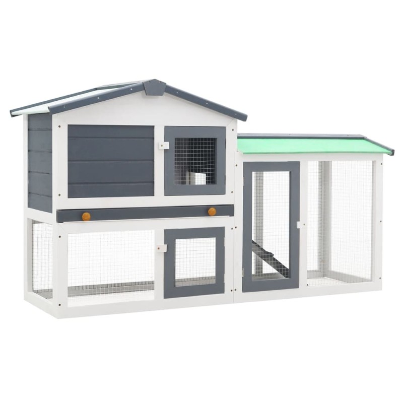 vidaXL Großer Kaninchenstall Grau und Weiß 145x45x84 cm Holz vidaXL Großer Kaninchenstall Grau und Weiß 145x45x84 cm Holz